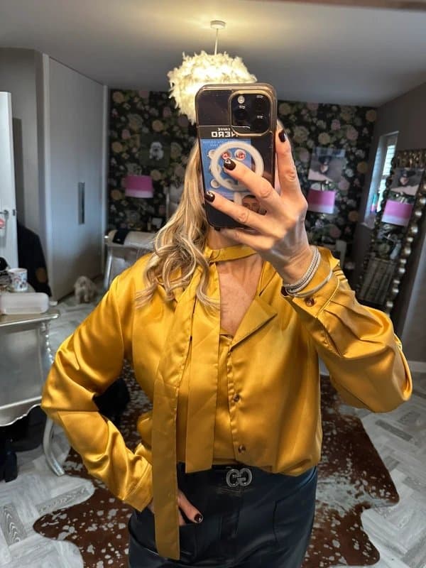 Never Fully Dressed Never Fully Dressed blouse with neck tie size L/XL