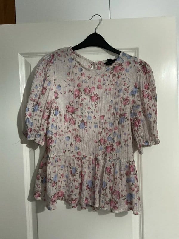 New Look Floral Chiffon Blouse in Pink and Blue