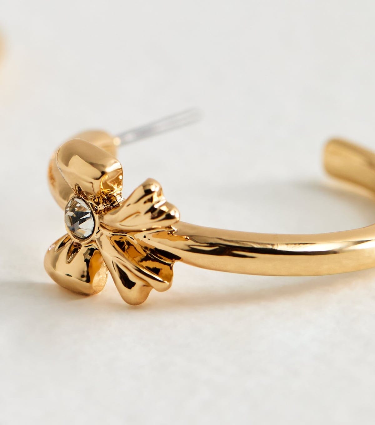 New Look Gold Tone Sleek Mini Bow Hoop Earrings New Look - 4