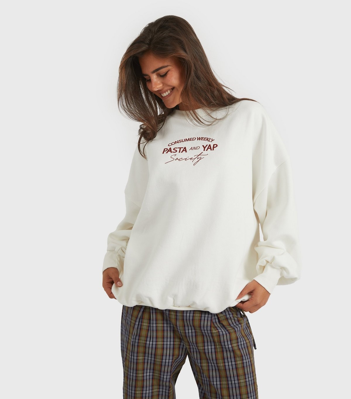 Skinnydip Women's White Girl Dinner Society Embroidered Sweatshirt Skinnydip New Look - 2