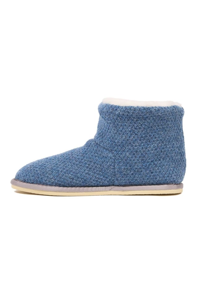 Celtic & Co Celtic & Co Women's Knitted Shortie Slippers in Mid Blue - 3