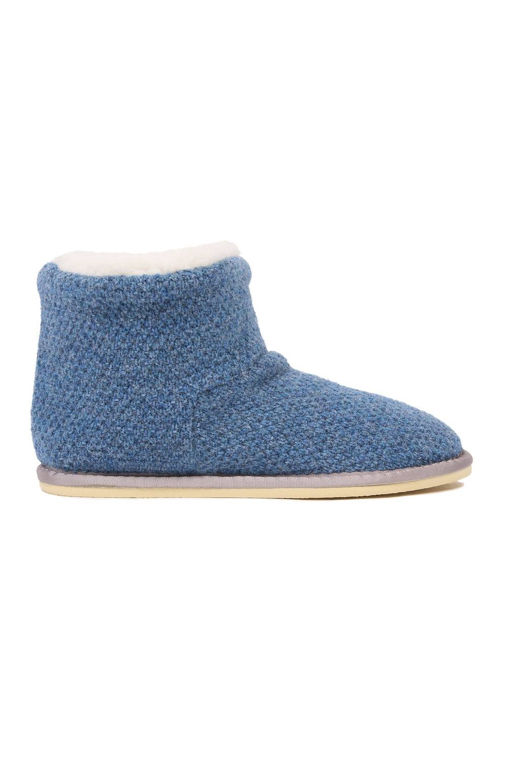 Celtic & Co Celtic & Co Women's Knitted Shortie Slippers in Mid Blue - 4