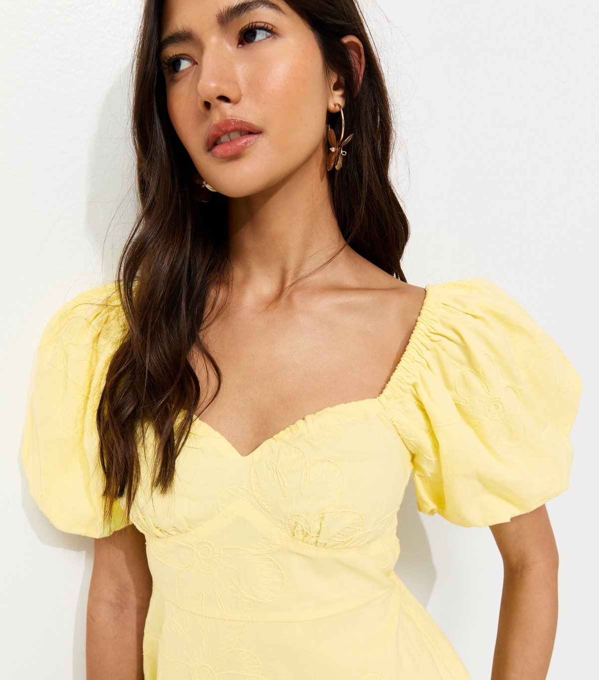 New Look Women's Yellow Floral Puff Sleeve Mini Dress New Look - 2