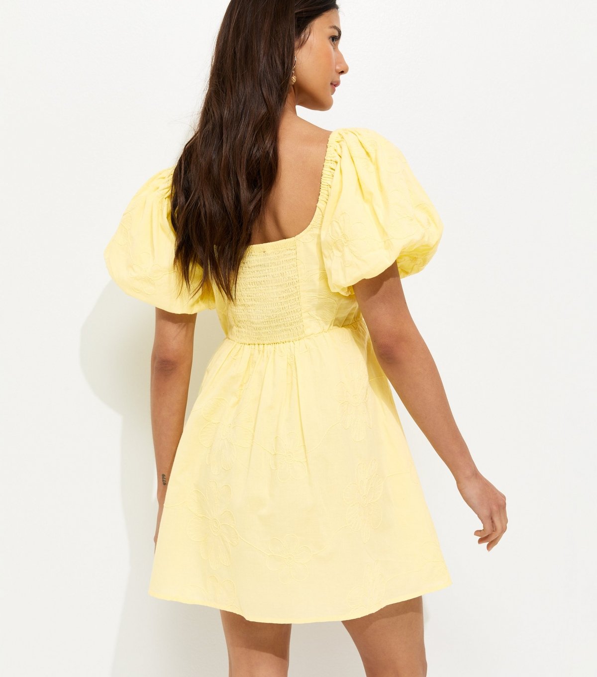 New Look Women's Yellow Floral Puff Sleeve Mini Dress New Look - 4