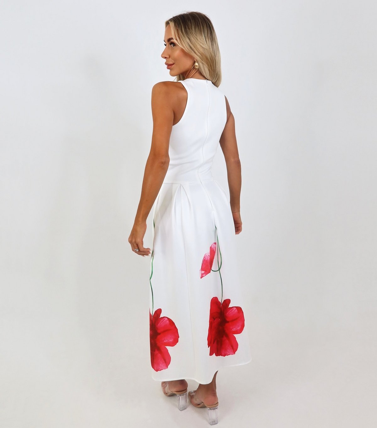 AX Paris Women's Cream Floral Print Racer Neck Midi Dress AX Paris New Look - 3