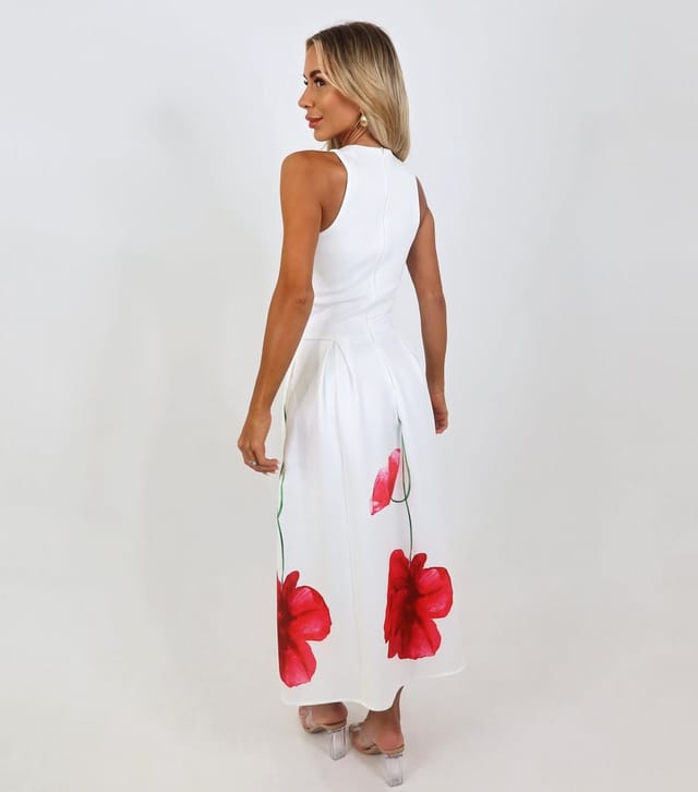 AX Paris Women's Cream Floral Print Racer Neck Midi Dress AX Paris New Look - 3