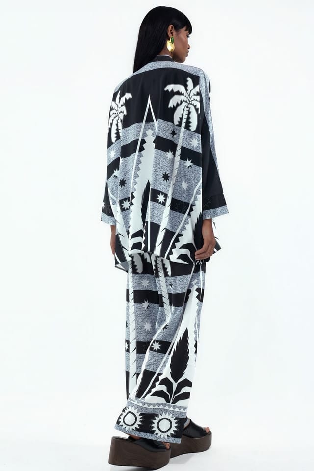 MSN Collection MSN Collection Women's Geometric Knit Shirt & Wide-Leg Pants Set - 3