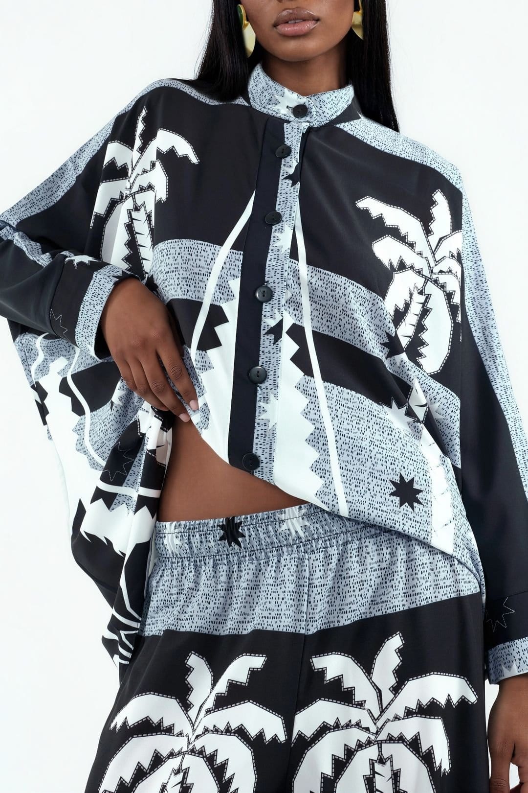 MSN Collection MSN Collection Women's Geometric Knit Shirt & Wide-Leg Pants Set - 4