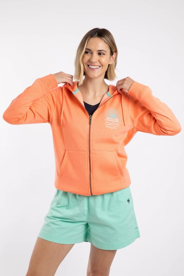 Weird Fish Weird Fish Women's Cyra Graphic Full Zip Hoodie in Orange - 3