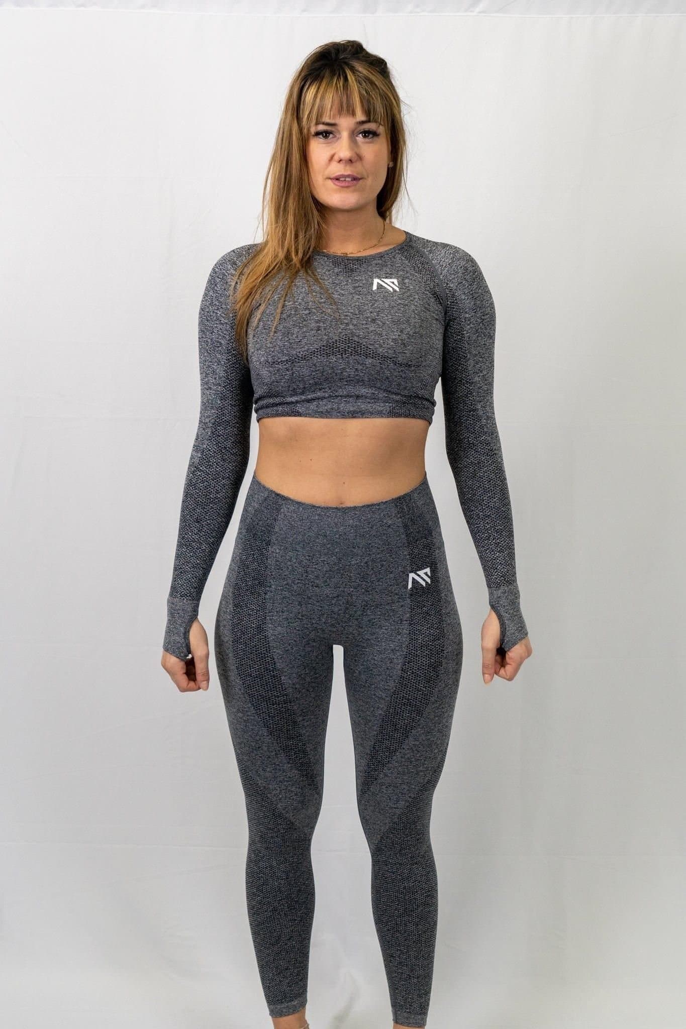 Animus Animus Women's Active Seamless Crop Top Set in Grey