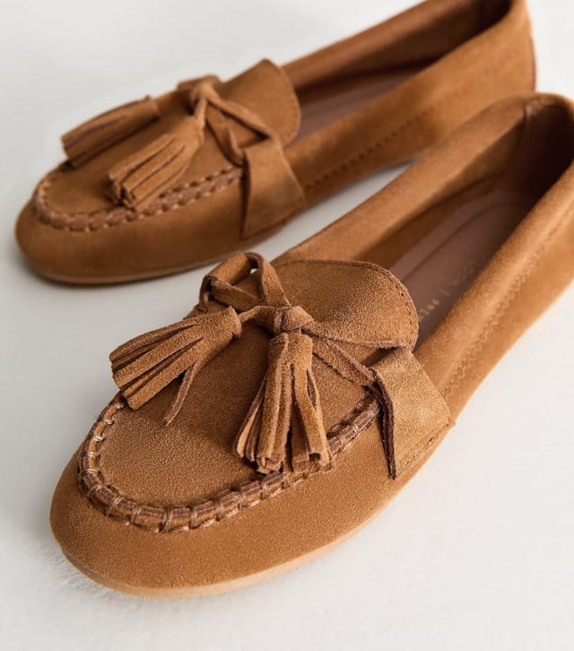 New Look Women's Premium Real Suede Tan Tassel Loafers New Look - 3