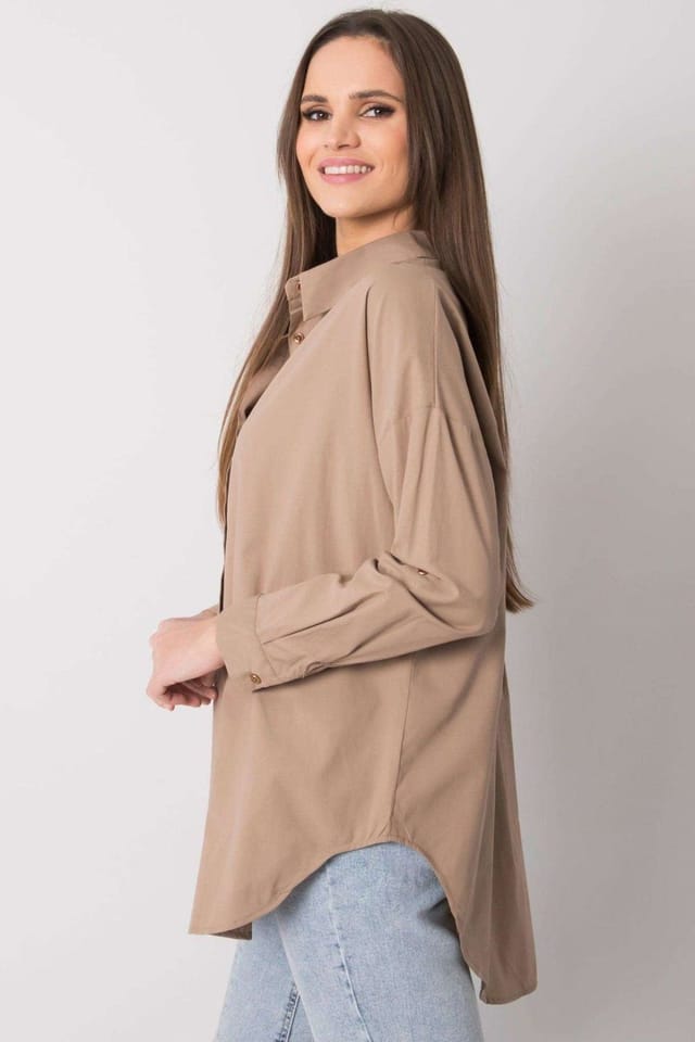 Love Lace Love Lace Women's Long Sleeve Casual Button Down Shirt in Beige - 3