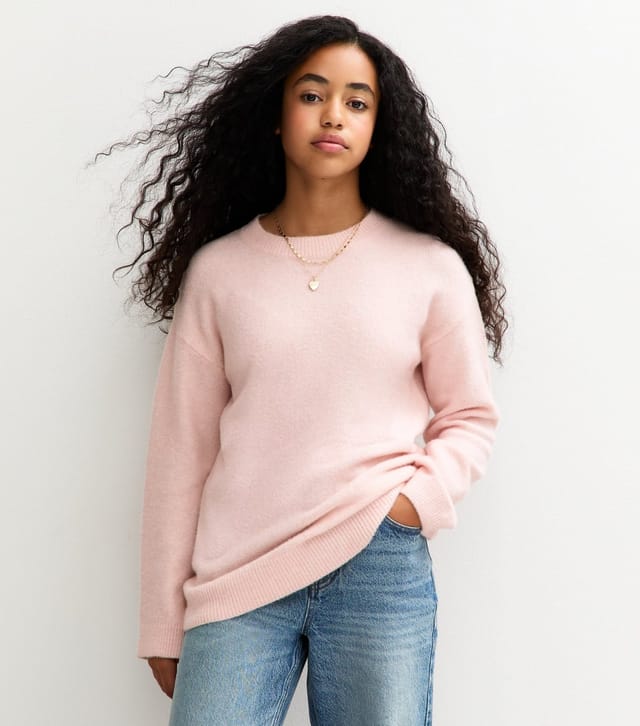 New Look Girls' Light Pink Brushed Longline Jumper New Look - 2