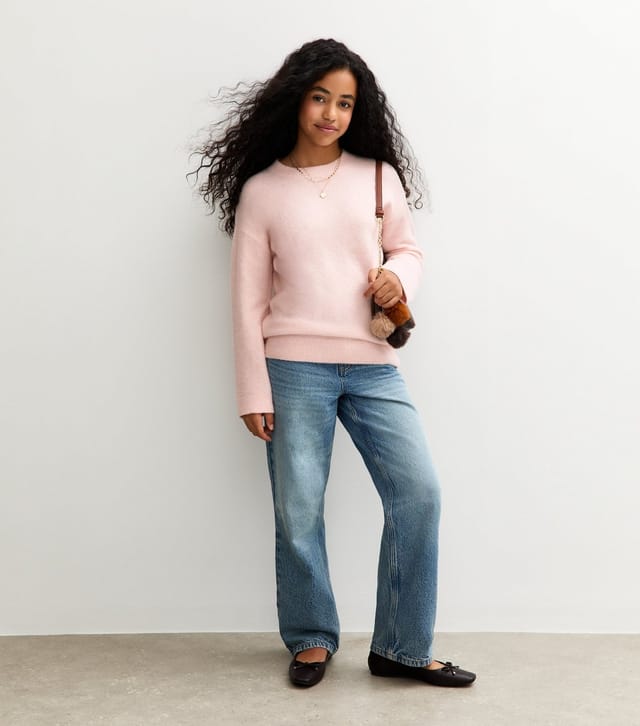 New Look Girls' Light Pink Brushed Longline Jumper New Look - 3