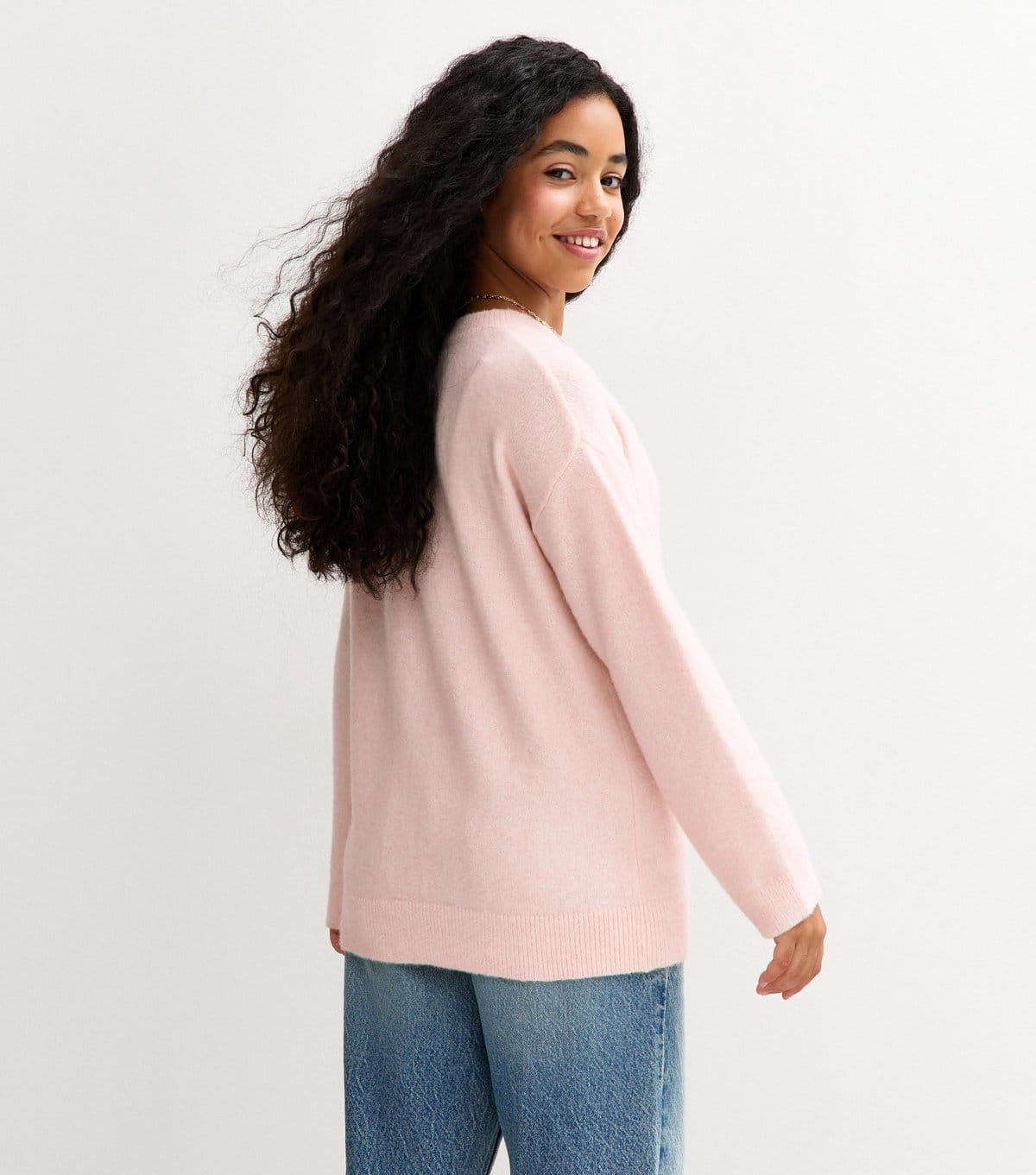 New Look Girls' Light Pink Brushed Longline Jumper New Look - 4