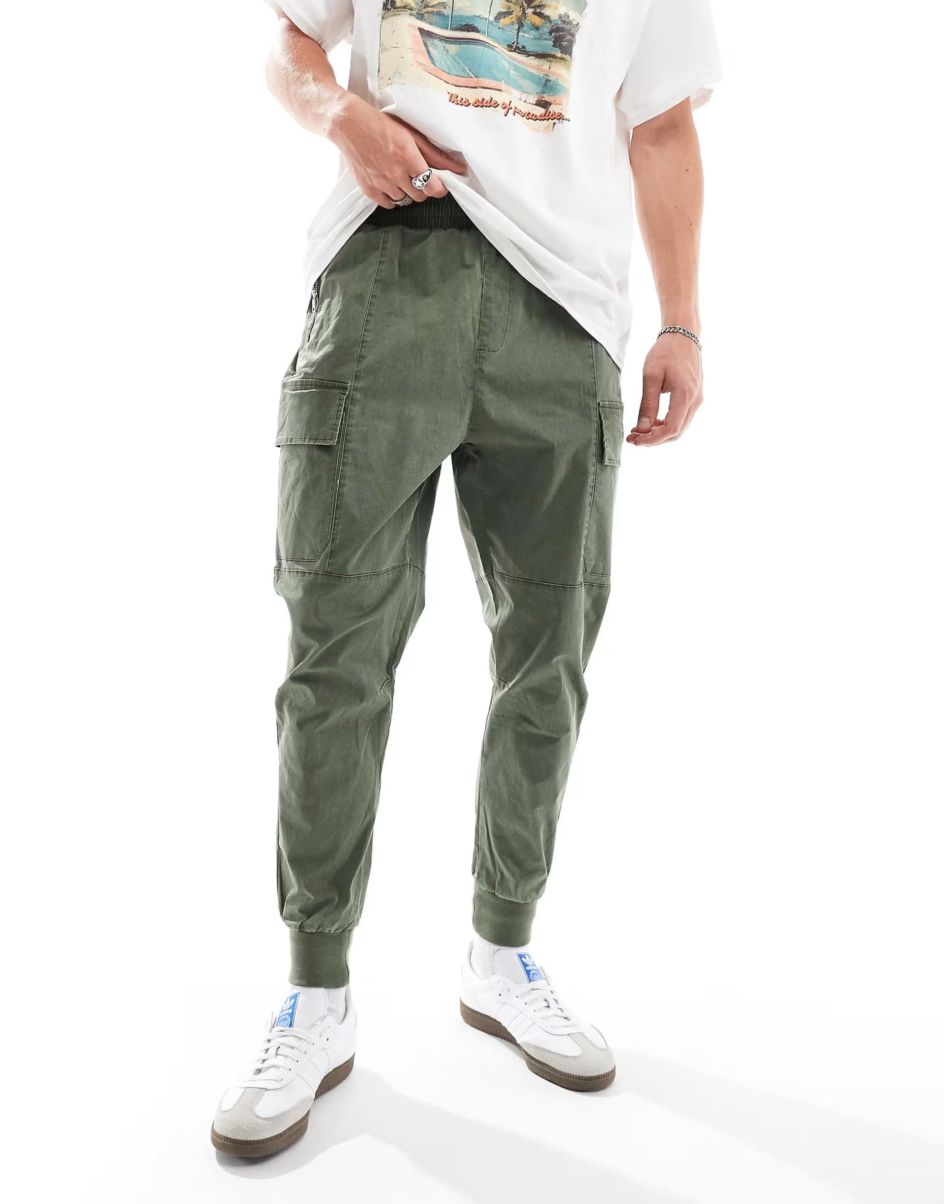 ASOS ASOS Hera Washed Utility Cargo Pant in Dark Khaki