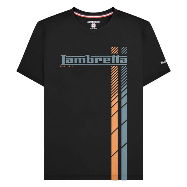 Lambretta Lambretta Men's SS25 Racing Stripe T-Shirt in Black - 2