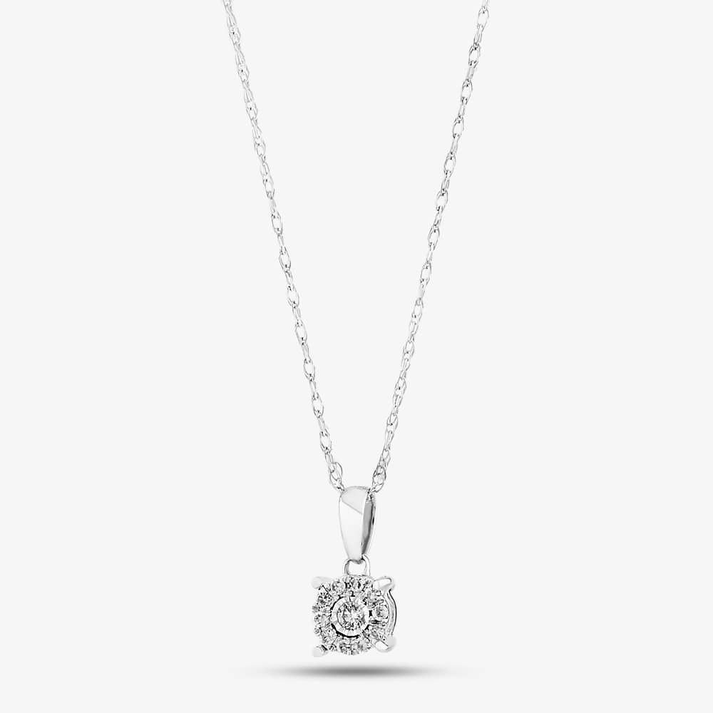 T.H.Baker T.H.Baker Women's 9ct White Gold 0.10ct Diamond Cluster Jewellery Set TH0121745 in Silver - 2