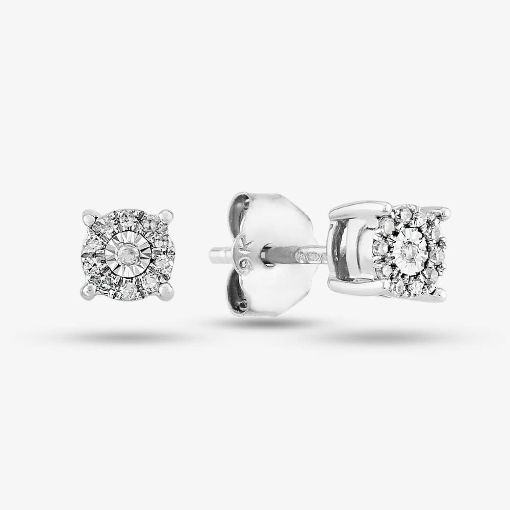 T.H.Baker T.H.Baker Women's 9ct White Gold 0.10ct Diamond Cluster Jewellery Set TH0121745 in Silver - 3