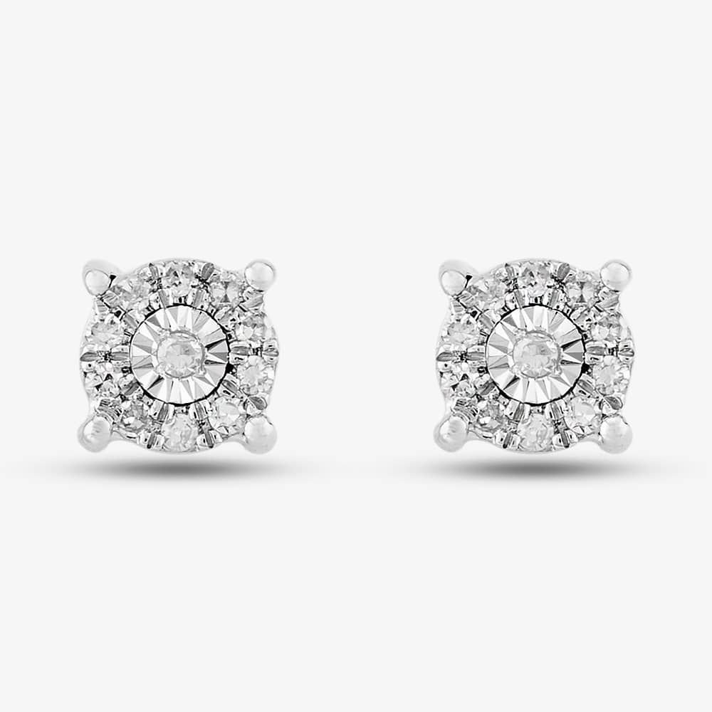 T.H.Baker T.H.Baker Women's 9ct White Gold 0.10ct Diamond Cluster Jewellery Set TH0121745 in Silver - 4