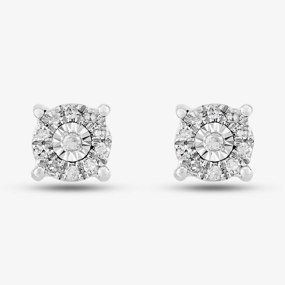 T.H.Baker T.H.Baker Women's 9ct White Gold 0.10ct Diamond Cluster Jewellery Set TH0121745 in Silver - 4