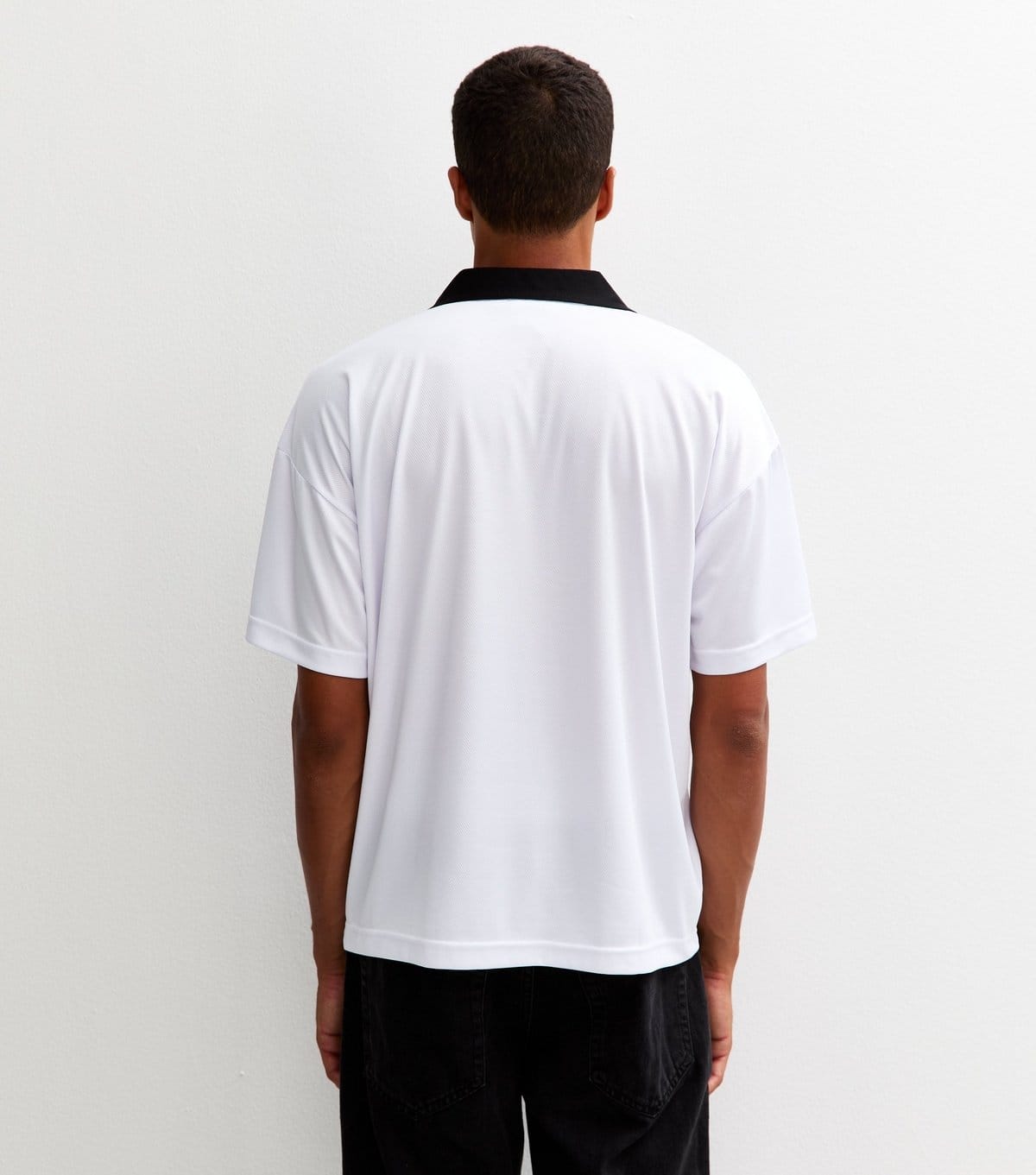 New Look Men's White Collared Relaxed Fit Baseball Logo Short Sleeve T-shirt New Look - 4