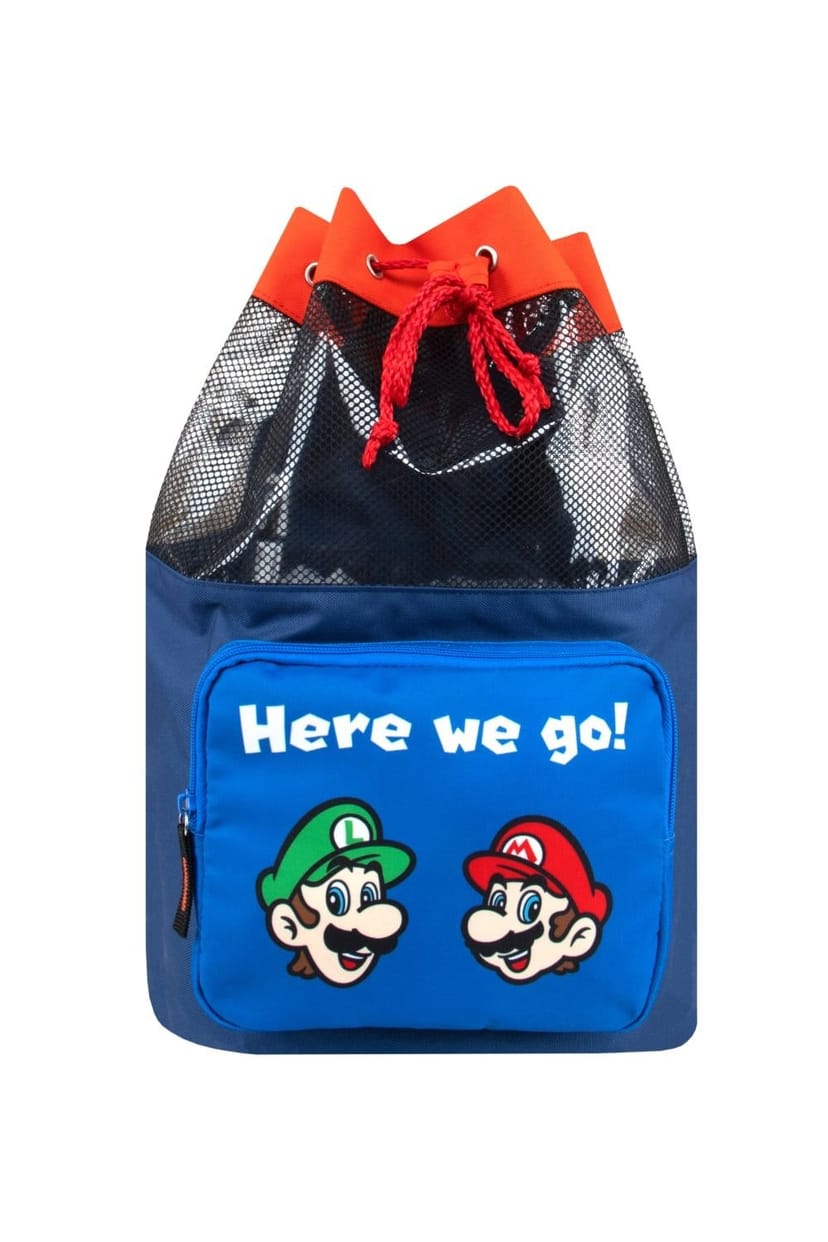 Super Mario Super Mario Men's Mario & Luigi Swim Bag in Blue - 1