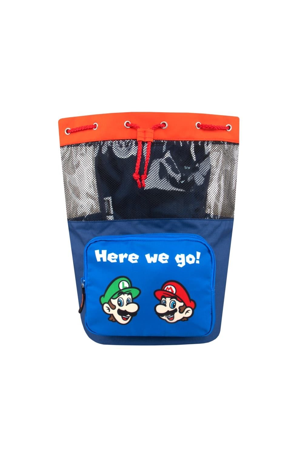 Super Mario Super Mario Men's Mario & Luigi Swim Bag in Blue - 2