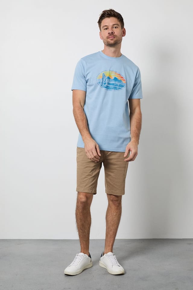 Maine Maine Men's Light Blue California Beach Printed T-Shirt - 2