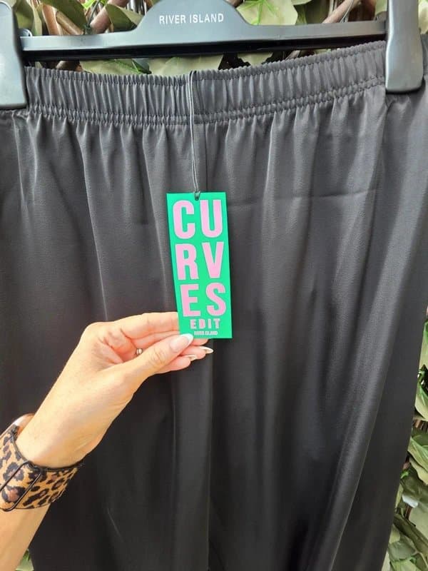 River Island Black Satin Floaty Trousers River Island uk 22 brand new with tags