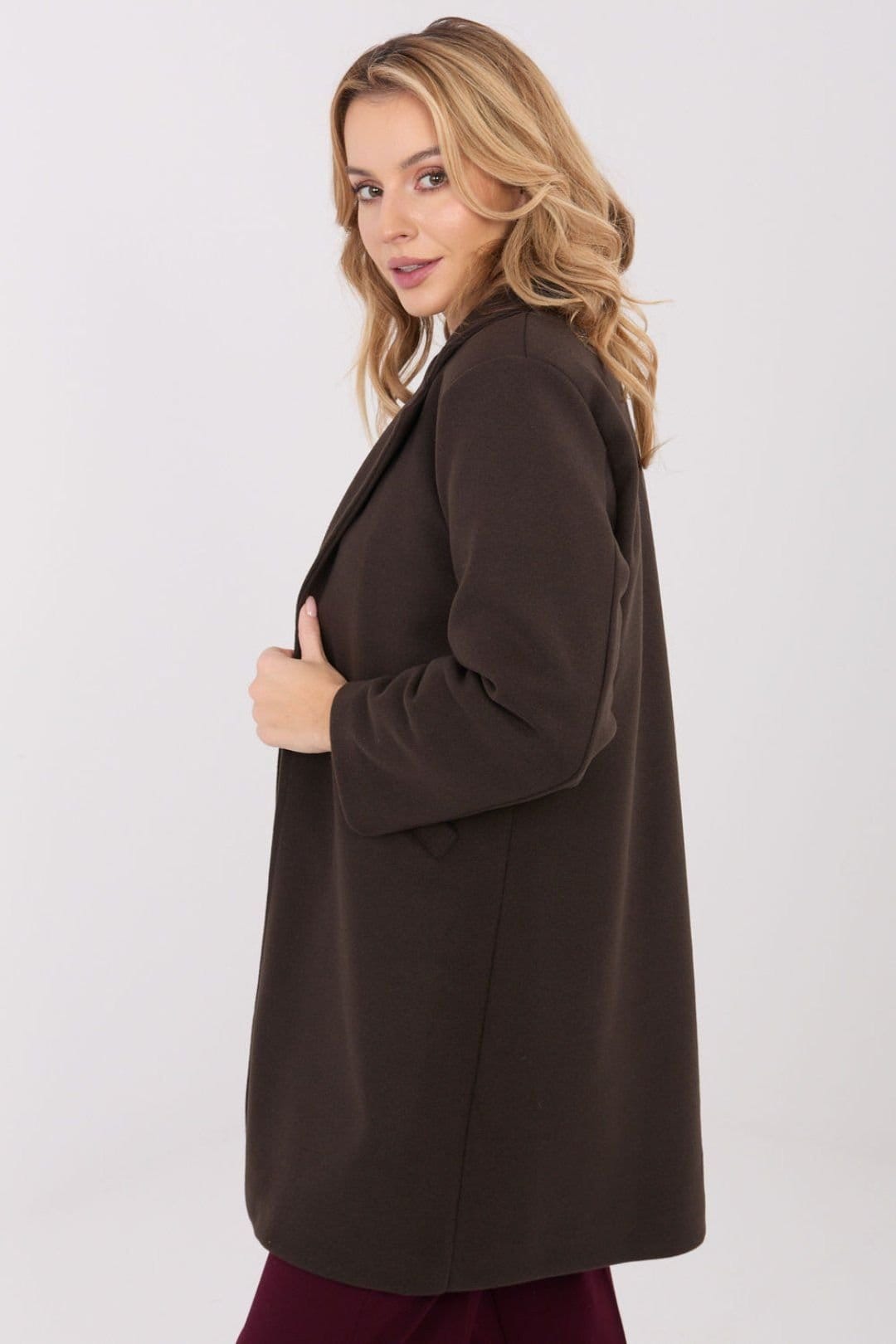 Love Lace Brown Polyester/Viscose Lapel Transitional Coat