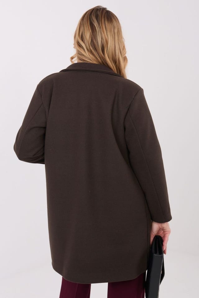 Love Lace Love Lace Women's Classic Lapel Transitional Coat with Pockets in Brown - 3