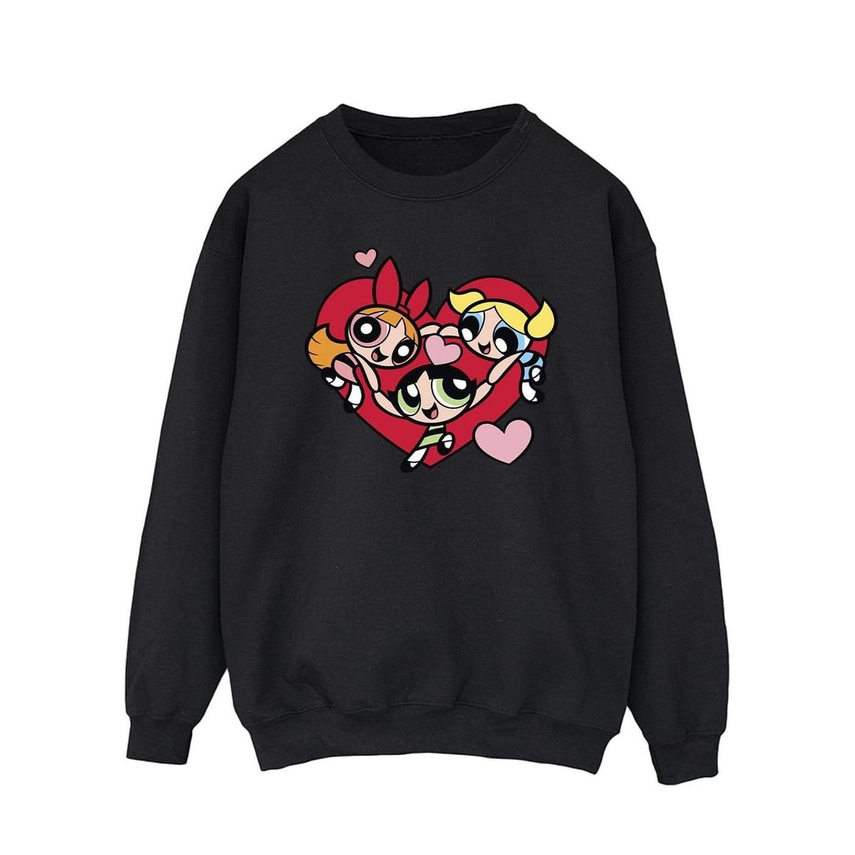 Powerpuff Girls Powerpuff Girls Men's Holding Hands Heart Sweatshirt in Black - 1