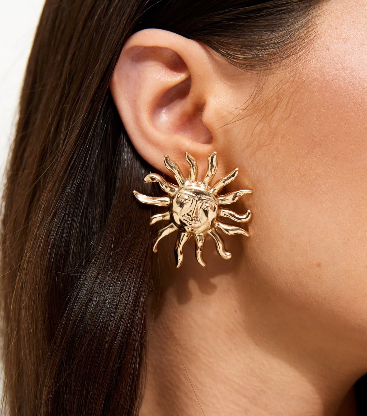 New Look Gold Tone Smiling Sun Stud Earrings New Look