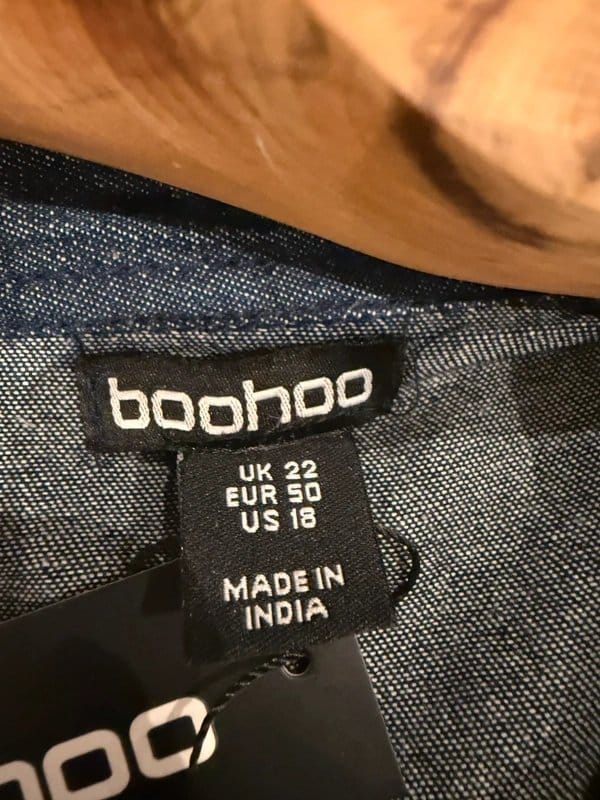 Boohoo Navy Chambray Denim Shirt Size 22