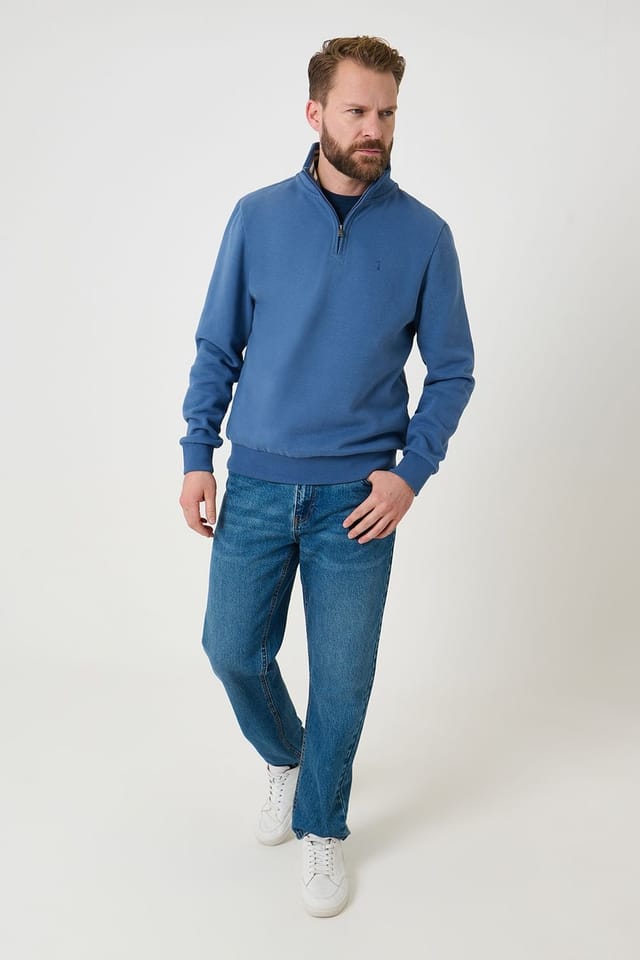Saltwell Saltwell Men's Quarter Zip Sweatshirt in Blue - 2