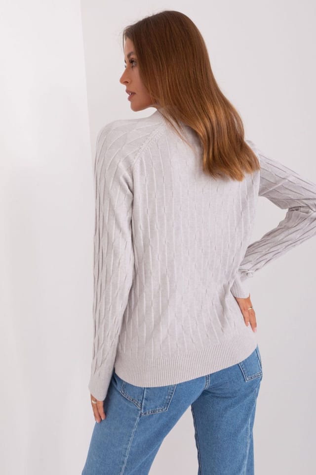 Love Lace Love Lace Women's Variegated Long Sleeve Polyester Crew Neck Sweater in Grey - 3