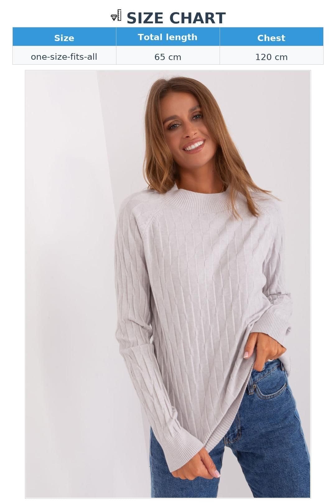 Love Lace Love Lace Women's Variegated Long Sleeve Polyester Crew Neck Sweater in Grey - 4