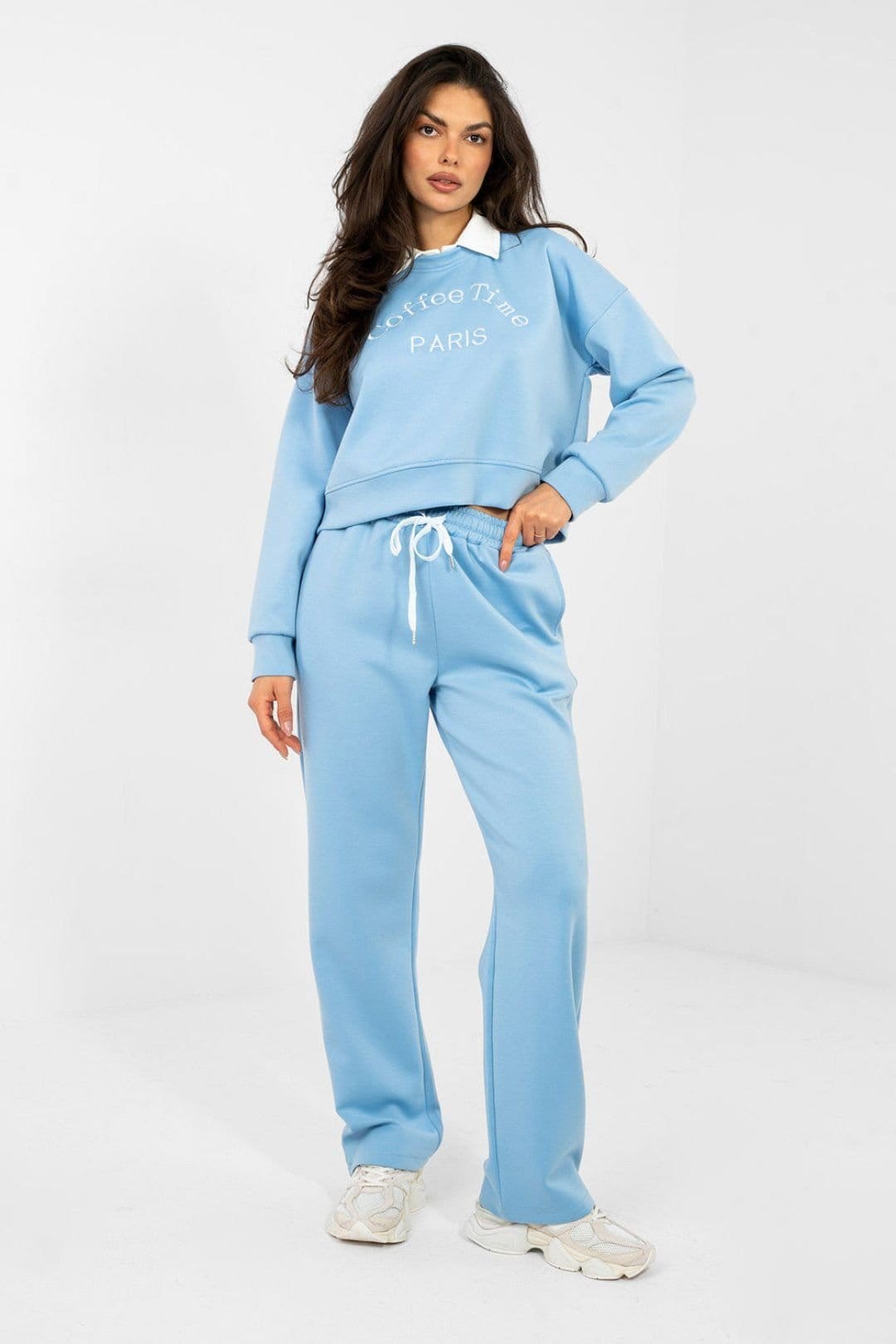 Love Lace Blue Hoodie & Straight Leg Pants Set