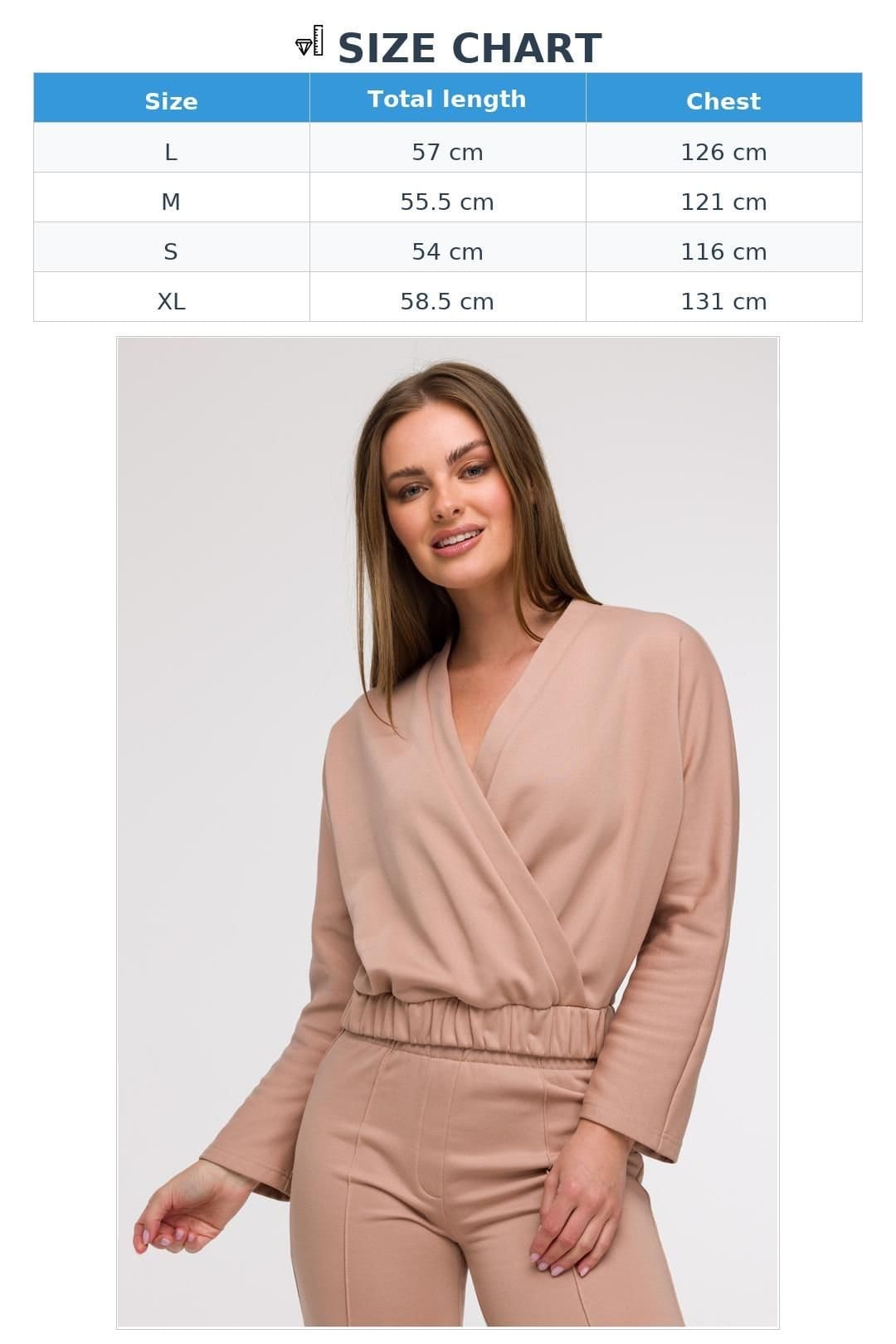 Love Lace Love Lace Women's Wrap Blouse with Elastic Waist in Beige - 4