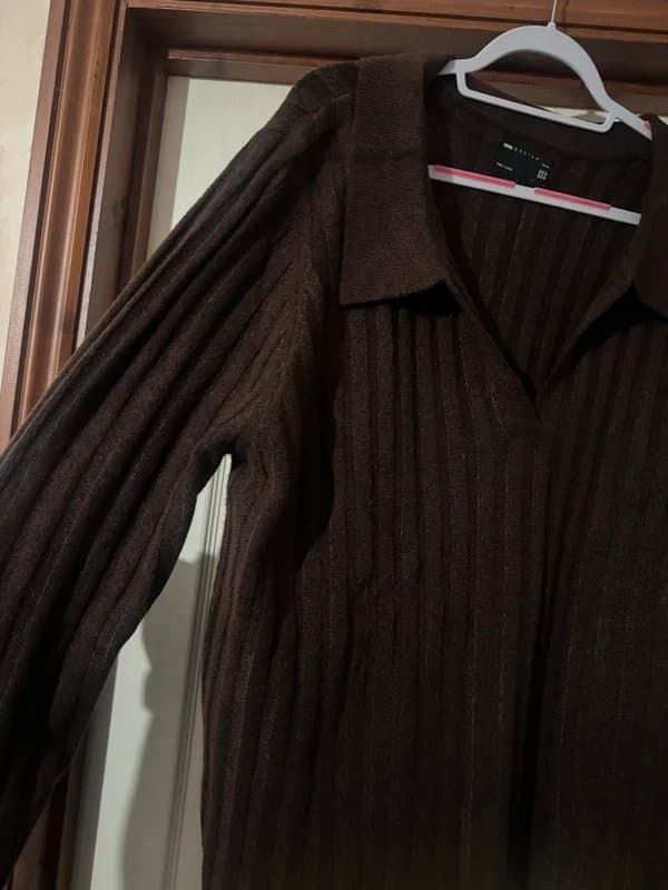 ASOS Brown open collar ribbed jumper