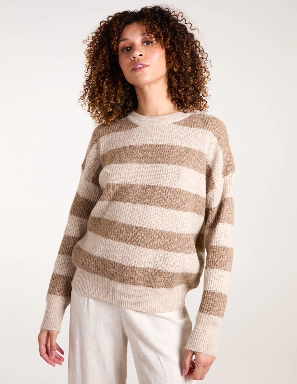 Blue Vanilla Stripe Rib Knit Jumper