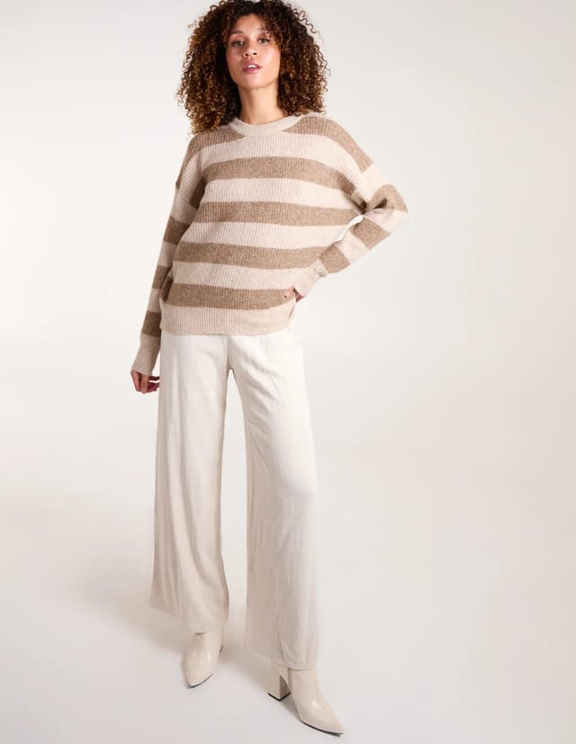 Blue Vanilla Stripe Rib Knit Jumper - 2