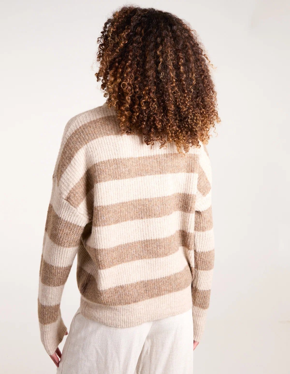 Blue Vanilla Stripe Rib Knit Jumper - 4