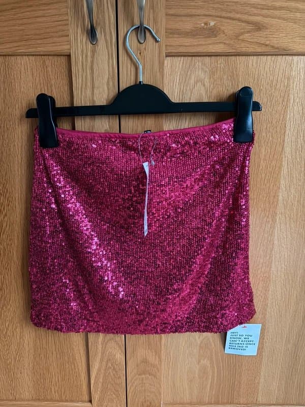 ASOS ASOS Design Pink Sequin Mini Skirt - size 10