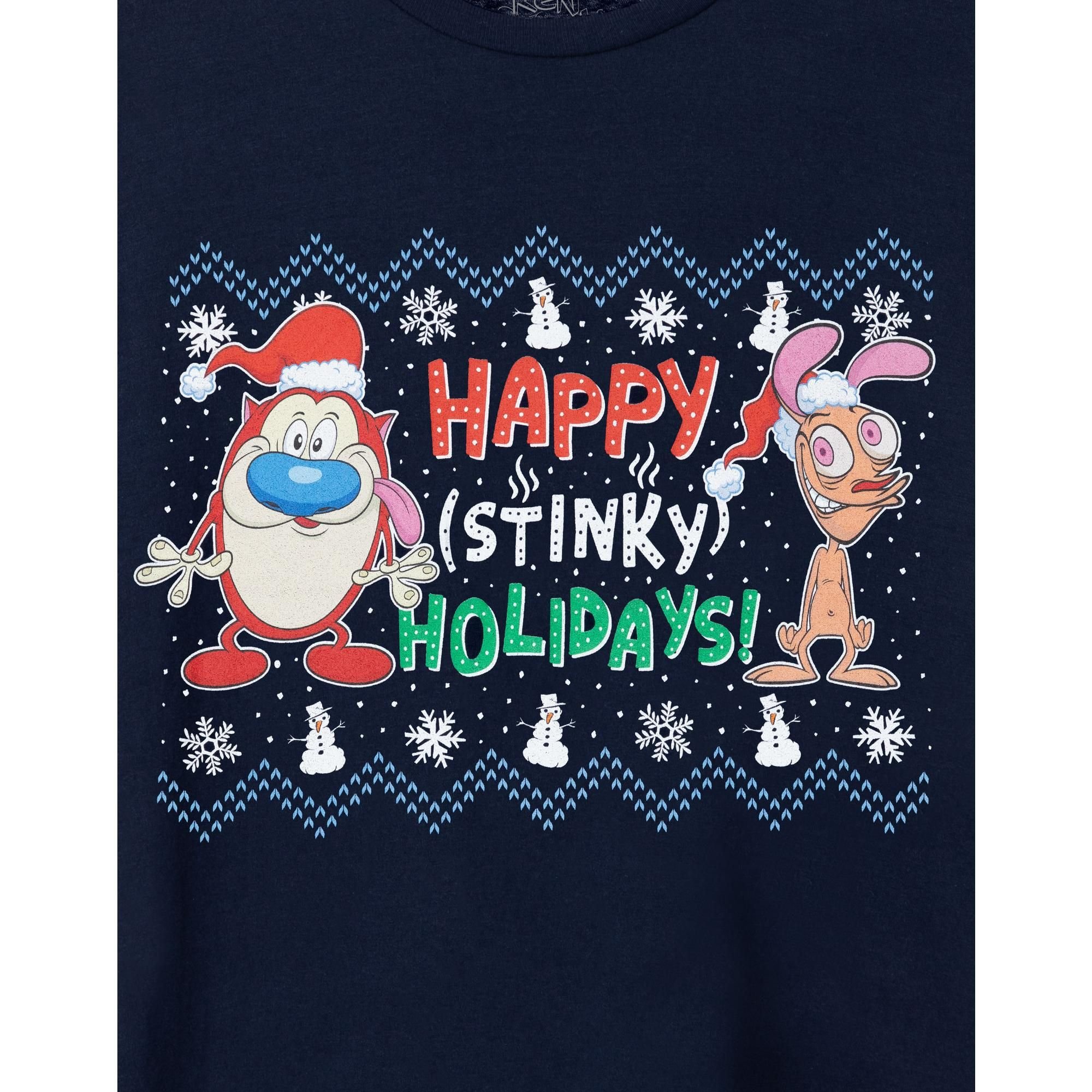 Ren & Stimpy Ren & Stimpy Men's Short Sleeved T-Shirt | Navy | Official Merch in Blue - 2