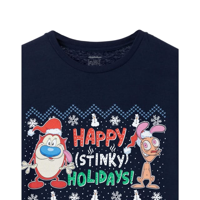 Ren & Stimpy Ren & Stimpy Men's Short Sleeved T-Shirt | Navy | Official Merch in Blue - 3