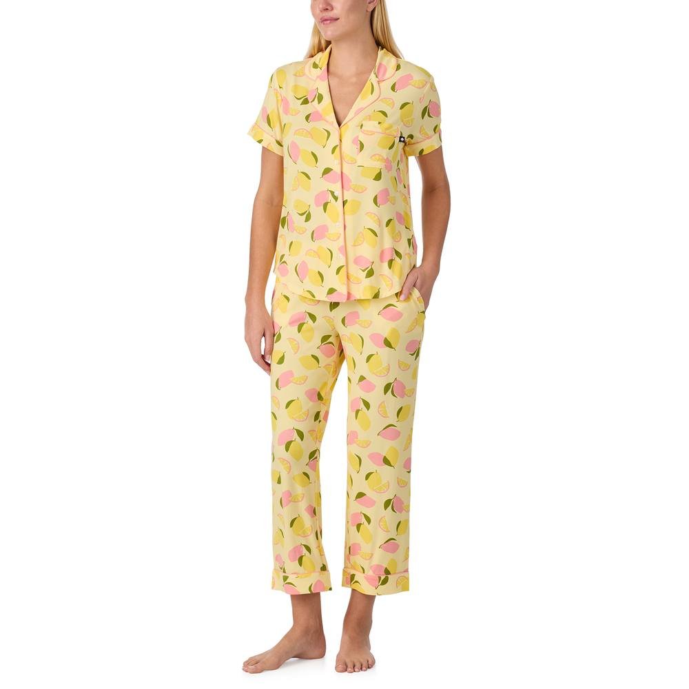 kate spade new york Kate Spade New York Women's KS new york short sleeve cropped pj set in lemon party in Bright Yellow - 2