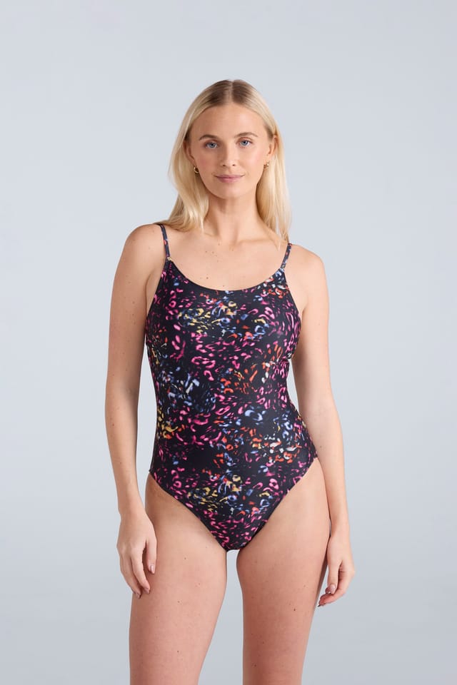 Animal Animal Women's 'Zadie' Stretchy Chlorine Resistant Soft Comfortable Printed Swimsuit in Jet Black - 2