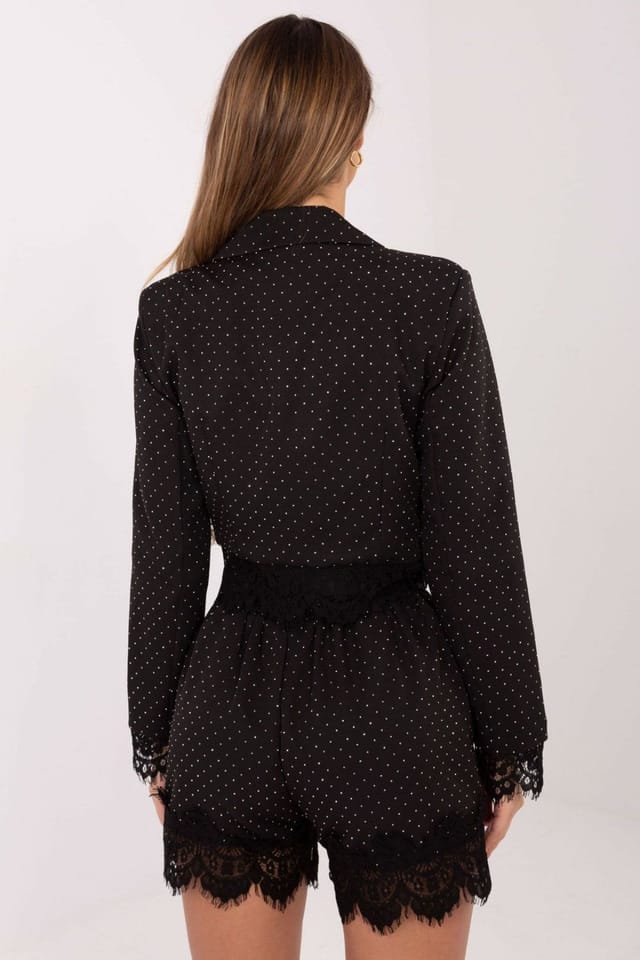 Love Lace Love Lace Women's Elegant Double Breasted Jet Lace Blazer in Black - 3